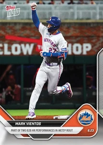 2025 TOPPS NOW #601 MARK VIENTOS - PART OF TWO B2B HR PERFORMANCES IN METS ROUT - Picture 1 of 2