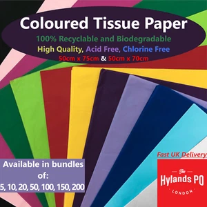 Coloured Tissue Paper - High Quality & Acid Free - For Gift Wrapping and Packing - Picture 1 of 26