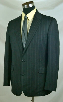 Фантастический черный неструктурированный блейзер с серыми полосками (размер 42R) от Lands' End - Изображение 1 из 4