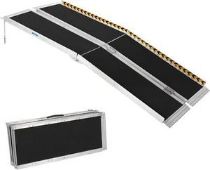2/3/4/5/7/8/10FT Home Wheelchair Ramp Non-Skid Folding Aluminum Ramps Steps - Picture 1 of 22