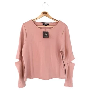 BNWT New Ladies Pink Long Slit Sleeved Stretch Top Size 16 - Picture 1 of 4