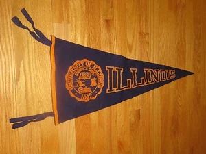 50s UNIVERSITY of ILLINOIS ILLINI Established 1867 28" Felt Pennant - Picture 1 of 4