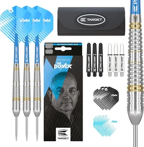 Target Phil Taylor Brass Steel Tip Darts Set - 22g - Flights, Stems and Wallet - Picture 1 of 6