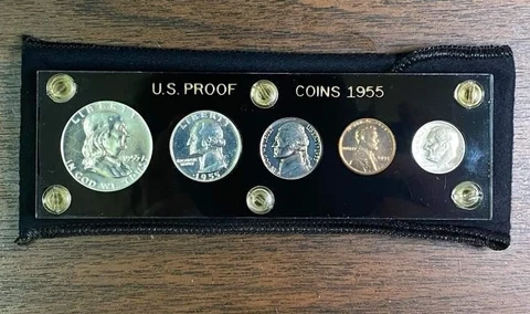 1955 United States SILVER Proof Set in (Hard Plastic Holder) Cover