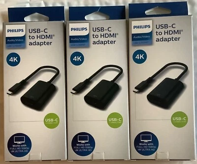 3 Boxes Philips Audio Video USB-C to 4K HDMI 2.0 Adapter Connector SWU7114A/27 - Image 1 of 3