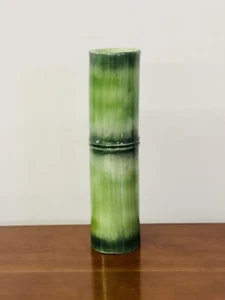 Vintage Midcentury Green Bamboo Glazed Ceramic Pottery Vase - Bild 1 von 4