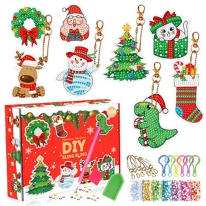 Christmas Advent Calendar 5D DIY Full Diamond Painting Keychain Keyring Craft*Ф - Picture 1 of 3