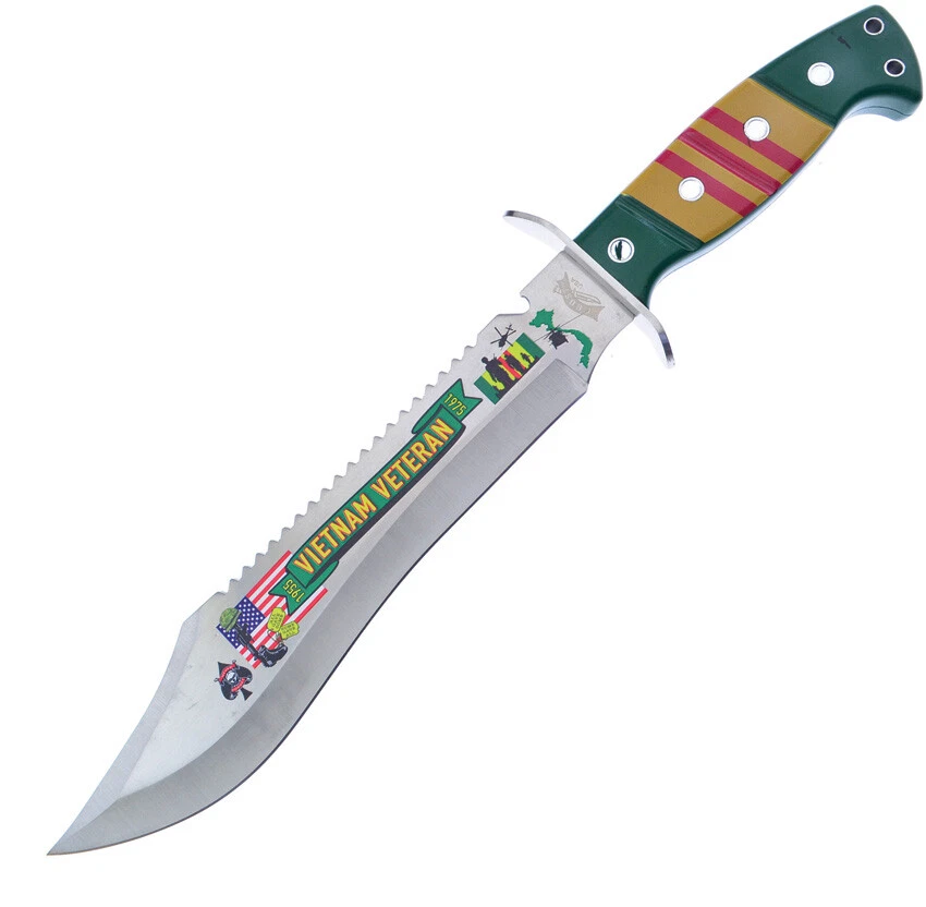 Frost Cutlery Vietnam Vet Bowie Multi-Color Handle Stainless Steel Knife C50V - Image 1 of 1
