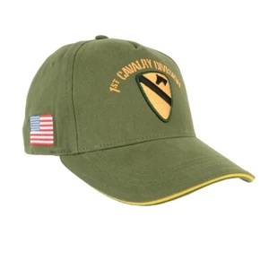 Gorra de béisbol de la 1a División de Caballería del Ejército de los Estados Unidos - sombrero ajustable del ejército verde - Imagen 1 de 8