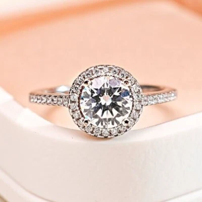 Anillo de lujo con brotes de flores de 1,5 quilates con diamantes blancos cultivados en laboratorio, oro de 18 quilates Vermeil Foto 1 de 4