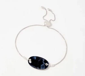 Generation Gems Pietersite Dark Blue Gray Adjustable Bracelet Sterling NWT - Picture 1 of 7