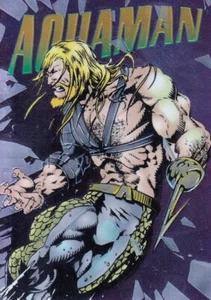 DC Legends Power Chrome 1995 Skybox Hard Hitters Insert Card H-16 Aquaman - Picture 1 of 2