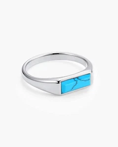 Natural Turquoise Gemstone Ring 925 Sterling Silver Ring Mens Ring Gift For Him - Picture 1 of 5