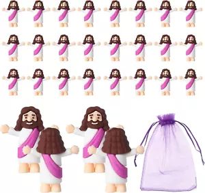 Mini Jesus Figurines in Bulk 24 Pack with Storage Bag, Little Jesus Figures Pock - Picture 1 of 11