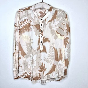 Olivaceous Womens Floral Blouse Medium Long Sleeve Boho Prairie Peasant Top - Picture 1 of 4