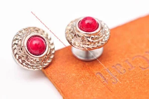 10X 12MM RED TURQUOISE FLOWER LEATHERCRAFT CASE BELT WALLET CONCHO RIVET STUD - Picture 1 of 64