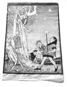 ORIGINAL W. CRADDUCK SIGNED INK DRAWING - FANTASY, FAERY LIGHTERS OF THE SKY. - Picture 1 of 7