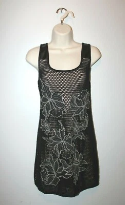 Buffalo David Bitton Womens XS Floral Summer Beach Sleeveless Tank Dress Black - Image 1 of 4