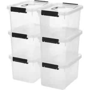 6-Pack 6Qt Plastic Storage Bins with Lids – Stackable Clear Organizing Boxes wit - Picture 1 of 12