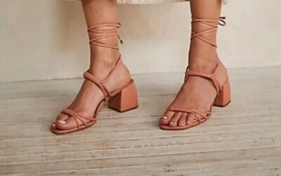 NUEVO Tacones Free People Vicenza Love Cuero Estampado Tostado/Albaricoque Talla US 7/EU 38 Foto 1 de 4