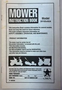 Mower Instruction Book, Model 20102x92A, Murray, Inc. B4 - Picture 1 of 2
