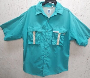 Camicia da pesca, grande, gancio e attacco ventilato, manica corta, verde, tasche escursionismo - Foto 1 di 11