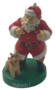 Santa Coke Coca-Cola "Sshh!" Trim A Tree Santa Claus & Dog Puppy Ornament - 1990 - Picture 1 of 12