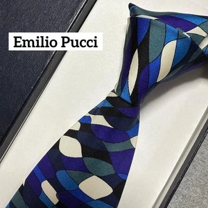 Cravatta Emilio Pucci multicolore seta firma logo stampa all over uomo dal Giappone - Foto 1 di 24