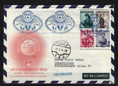 N989) Luftpost Flugpost Beleg Österreich 1956 nach Deutschland Ballonpost - Bild 1 von 4