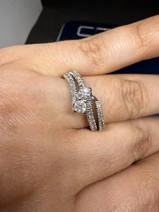14k white gold .87 ctw wedding set size 9.5 - Picture 1 of 18