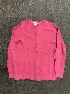 L.L. Bean Supima Cotton Cardigan Sweater Women’s Large Pink Knit Button Up - Picture 1 of 4