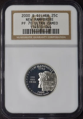 2000-S New Hampshire Silver State Quarter - NGC PF70 Ultra Cameo - ✪COINGIANTS✪ - Image 1 of 2
