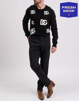 RRP€800 DOLCE & GABBANA Wool Flat Front Trousers IT54 US44 XXL Made in Italy - Image 1 of 4