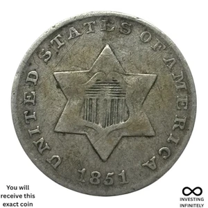 1851 3 Cent Silver X-1272 - Picture 1 of 3