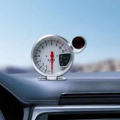 1Pcs Car Meter Tachometer Gauges 0-11000RPM Analogs White Case 7 Color LED Light - Image 1 of 4