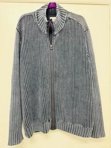 Cárdigan Suéter Carbon2Cobalt Para Hombres Cremallera Completa Talla XL Azul 100% Algodón Informal - Imagen 1 de 5
