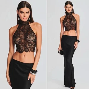 NWT NEW Retrofete Sheer Violet Lace Crop Top Size XL - Picture 1 of 8