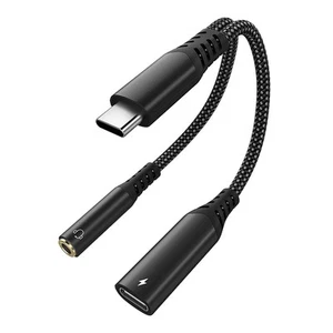 Adaptateur Casque et Charge USB-C vers 3,5mm, Câble Dongle 2 en 1 De USB-C 2189 - Photo 1/6