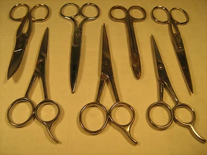 Lot of 7 STAINLESS SCISSORS 4-5" Farr, Millers, Cutiecut, La Cross, etc [Y45b] - Picture 1 of 5