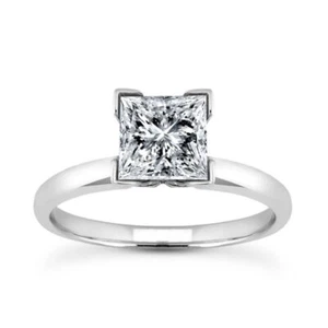 1.05ct Princess Solitaire Engagement Ring Real Diamond Treated 14k White Gold - Picture 1 of 5