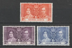 1937 Sierra Leone Sc# 170-72 - KGVI Coronation. MNH postage stamp set. - Picture 1 of 1