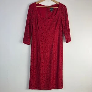 Adrianna Papell Dress UK 14 Red Floral Paisley Beaded Lace Embroidered Wedding - Picture 1 of 13