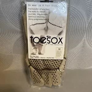 NWT Toesox Non Slip Grip Socks Medium Tan Yoga Pilates Dance Martial Arts 2009 - Picture 1 of 6