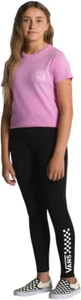 Vans Big Kids' Girls Chalkboard Leggings (Black/White/Checkerboard) Size Medium - Picture 1 of 3