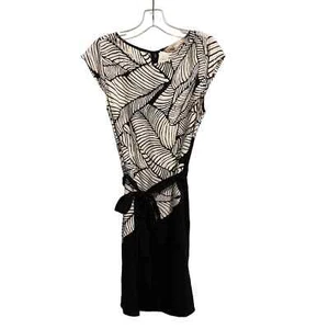 Loft Black and White Sleeveless Sheath Dress with Tie NWT Size 6 - Picture 1 of 7
