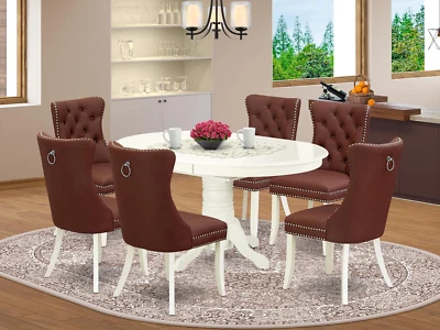 AVDA7-LWH-26 7 Piezas Juego de Mesa de Comedor Moderna Incluye una Mesa de Cocina Ovalada con Foto 1 de 4