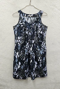 Ny Collection Women Dress Medium Blue Patchwork Polyester Sleeveless Tank Fit - Picture 1 of 17