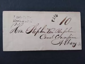 New York: Little Falls 1850 (ca) Stampless Cover, STRAIGHT LINE COUNTY CANCEL - Picture 1 of 3