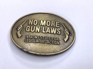 NO MORE GUN LAW -- Vintage USA Buckle -- NRA Institute For Legislative Action - Bild 1 von 3