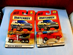 LOT OF 2 MATCHBOX TRUCKS PETERBUILT CEMENT TRUCK & 56 FORD PICK UP NEW IN PACK - Picture 1 of 4